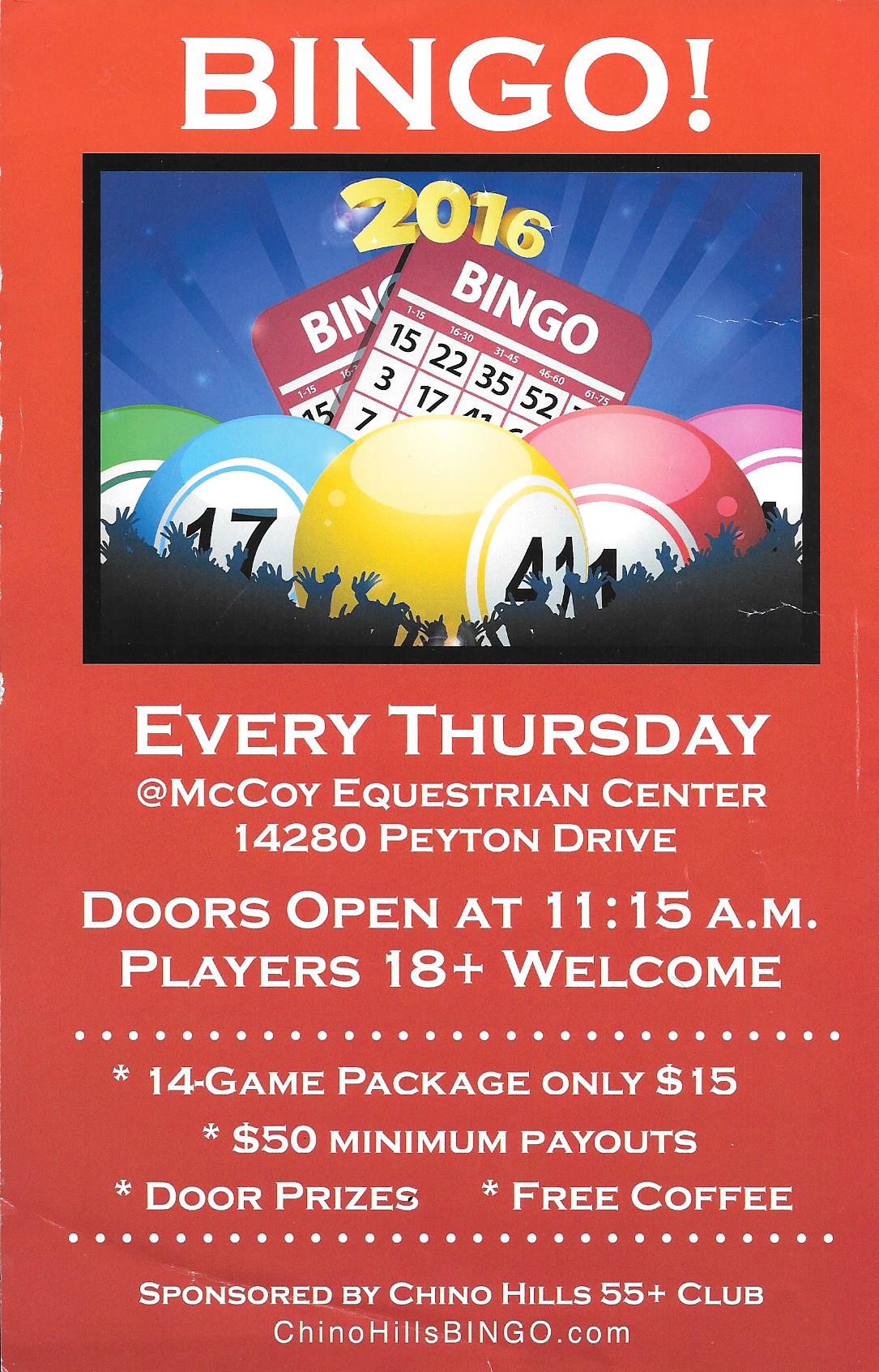 Chino Hills Bingo – Bingo In The Barn – At Mccoy Equestrian Center In 